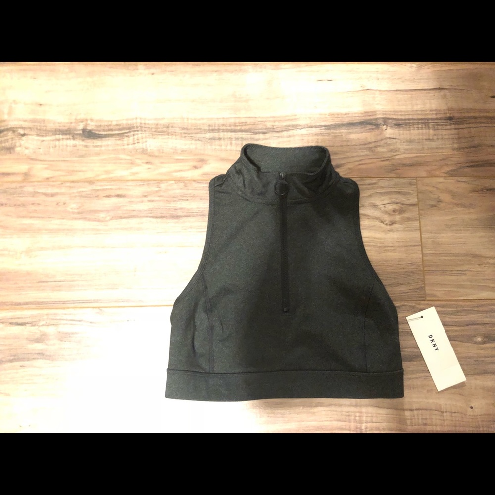DKNY Grey Zip Up Sports Bra Size M